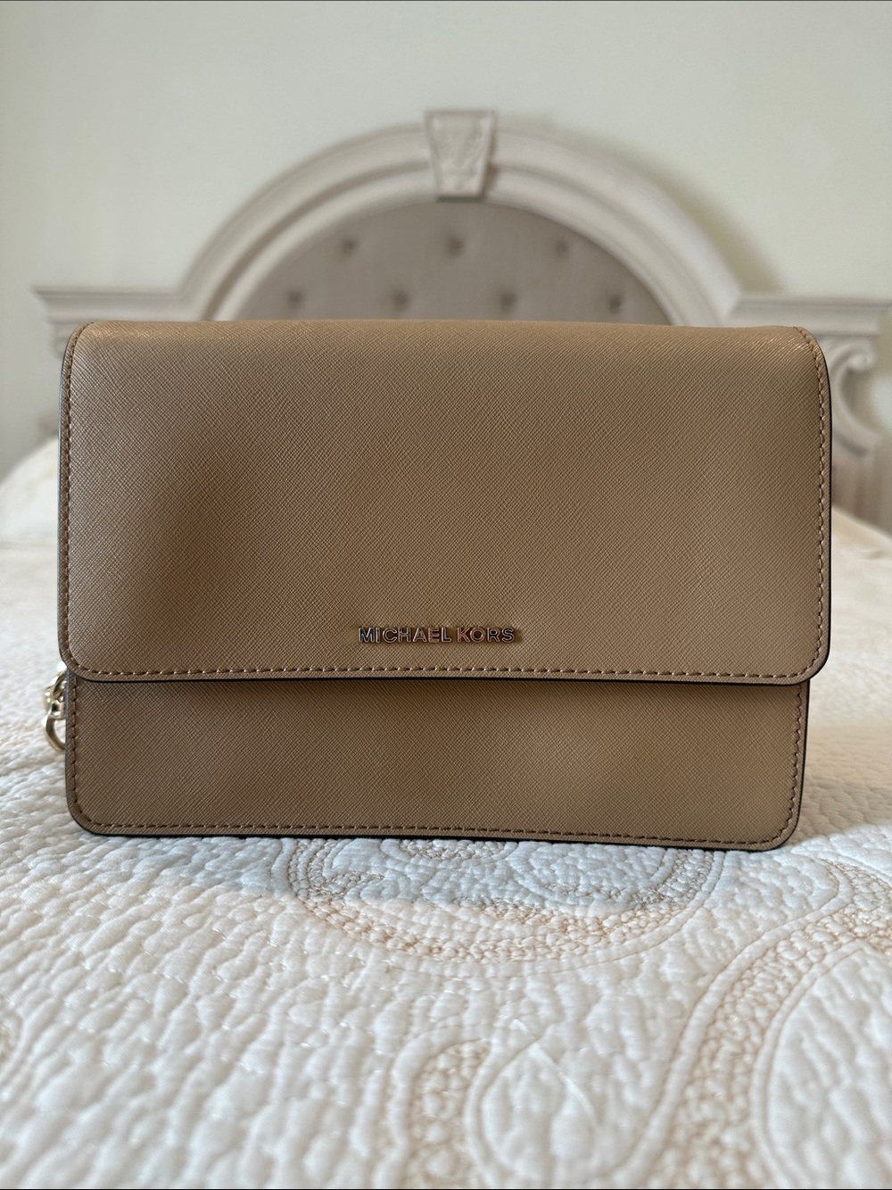 Michael Kors Beige/Tan Saffiano Leather Crossbody Bag